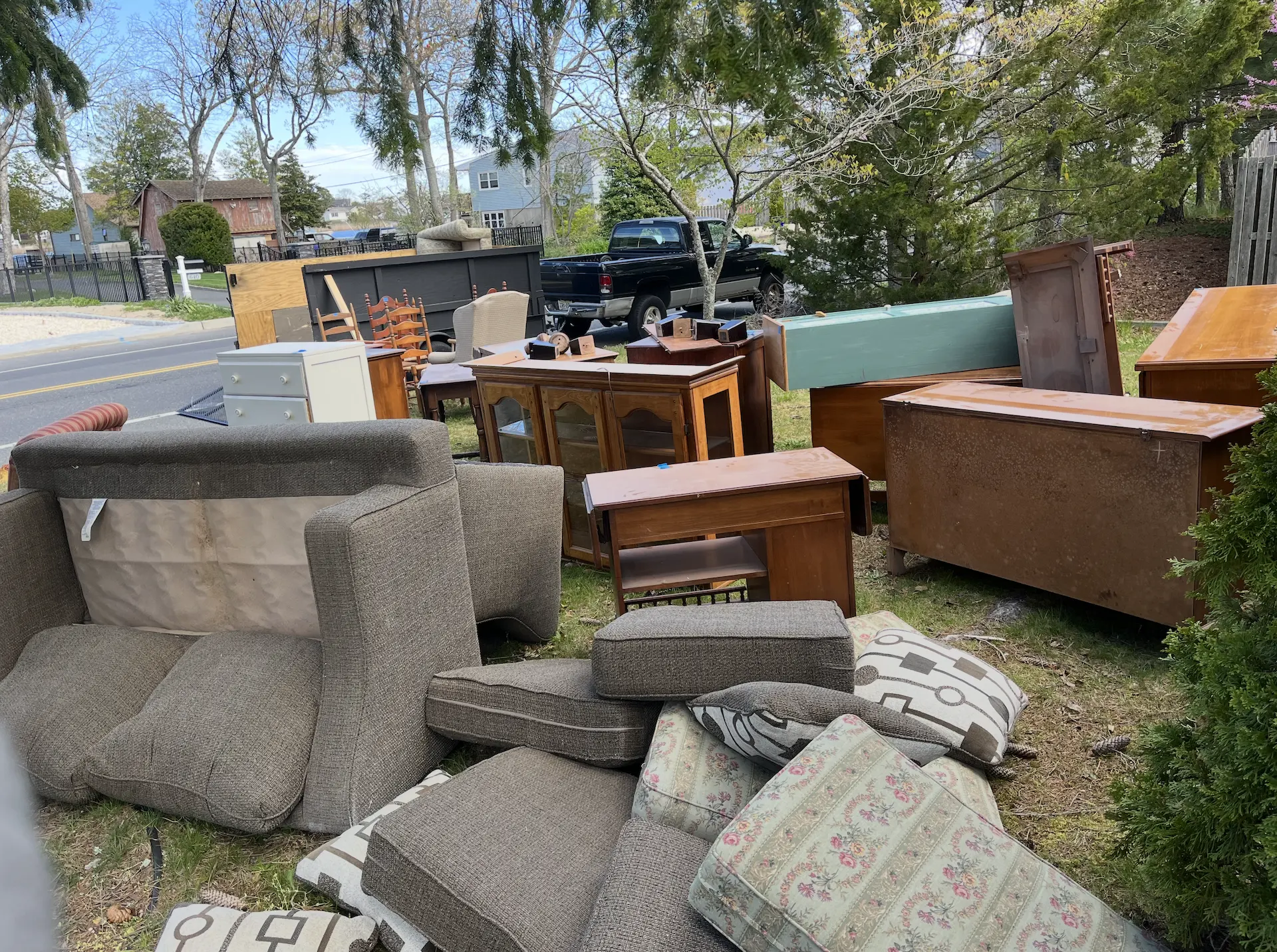 Furniture to be removed after an estate sale near Toms River, New Jersey