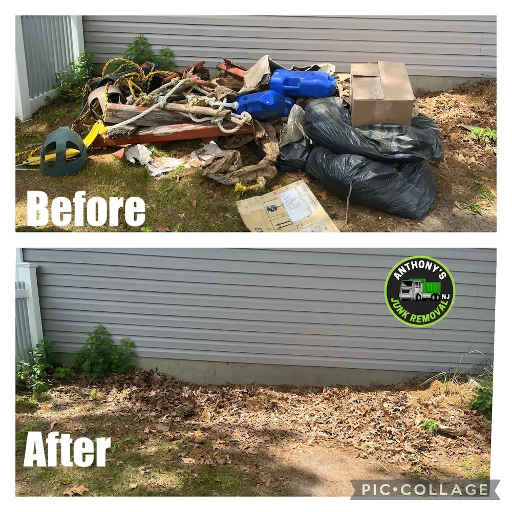 before and after photo of removing a playset in toms river, New Jersey